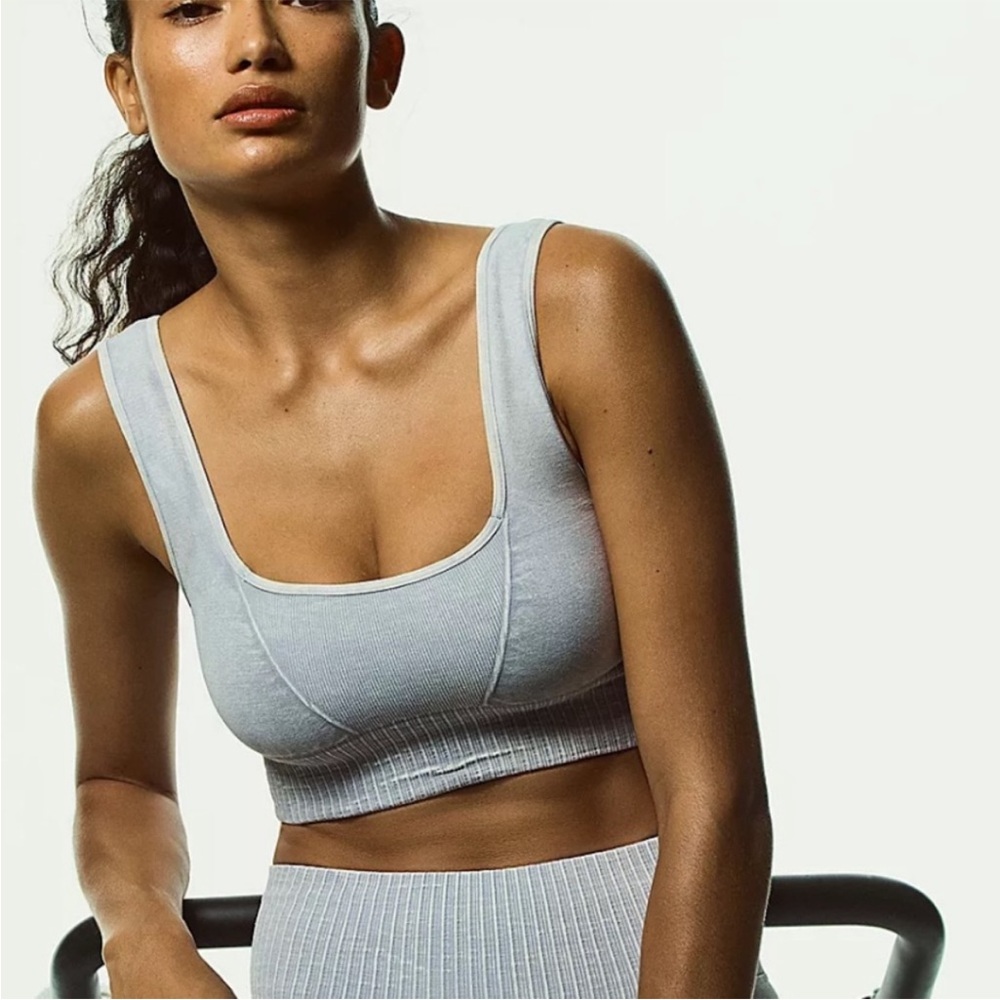 NWOT Free People Good Karma Square-Neck Bra Ice Gray Size XS/S (0-6)